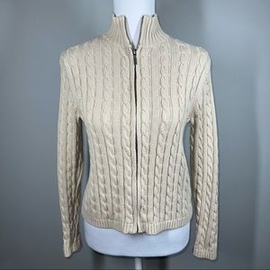 L.L. Bean Cable Knit Full-Zip Sweater
